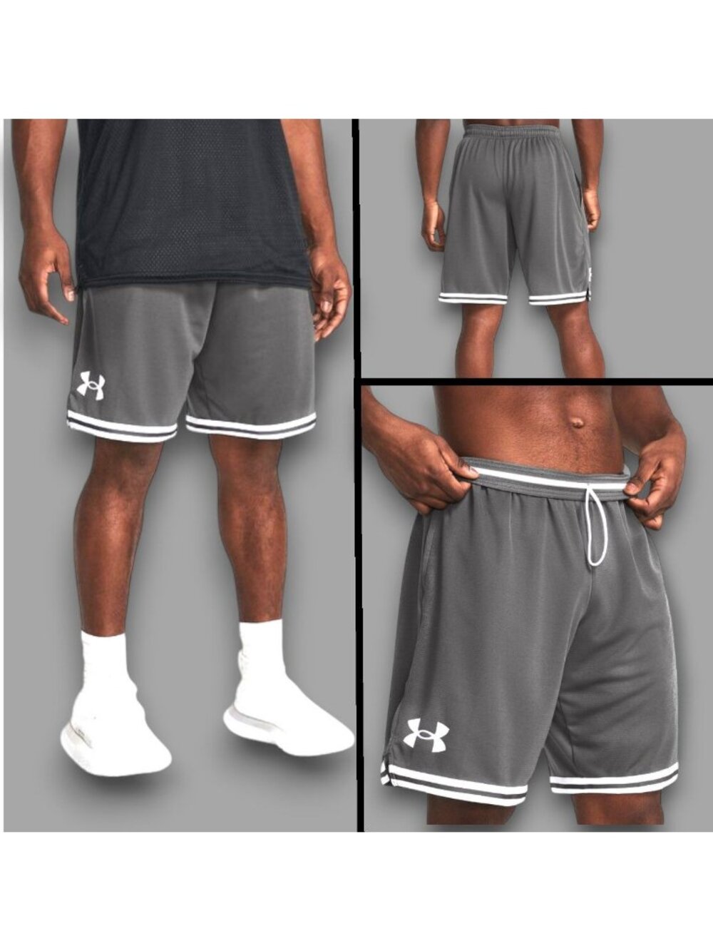 New! UNDER ARMOUR Men's Sz M Gray 10" Zone Perimeter Basketball Shorts